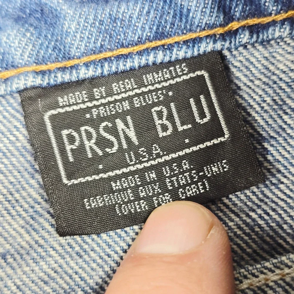 Prison Blues Mens Suspenders Buttons Carpenter Work Jeans Blue 34x36 Made in USA